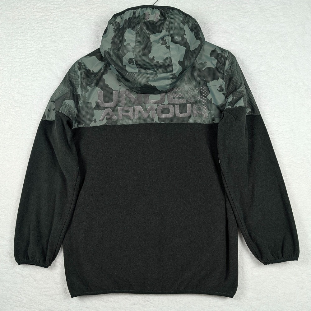Under Armour Jacket Boys XL Green Camo ColdGear Hooded Full Zip Fleece Outerwear - Picture 3 of 13